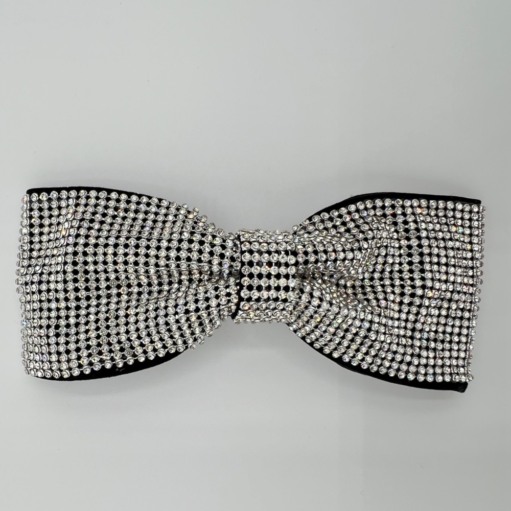 Rhinestone Embellished Black Velvet Hair Bow